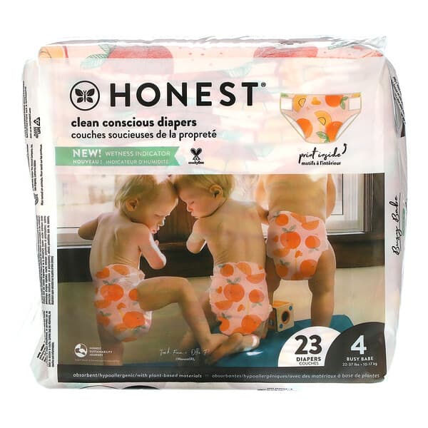 The Honest Company‏, Honest Diapers, Size 4, 22-37 Pounds, Just Peachy, 23 Diapers