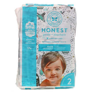 The Honest Company, Honest Diapers 紙尿褲，超軟內襯，2 號，太空旅行圖案，12-18 磅，32 片