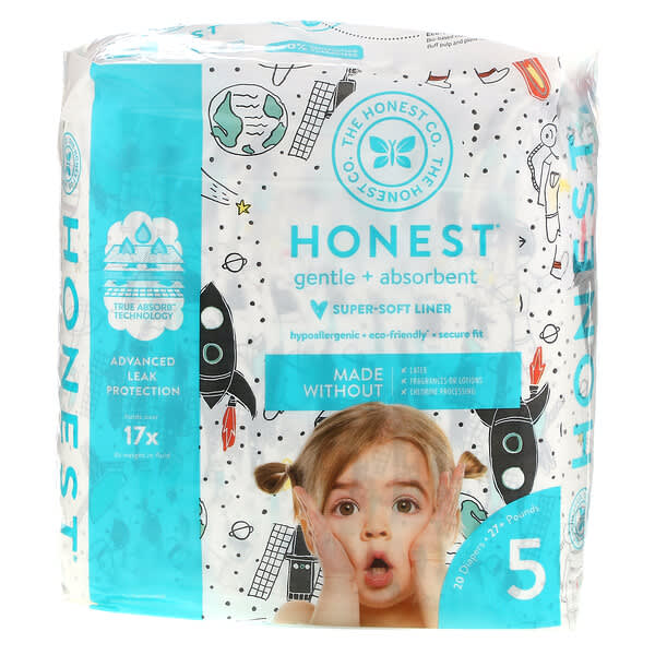 The Honest Company‏, Honest Diapers, Size 5, 27+ Pounds, Space Travel, 20 Diapers