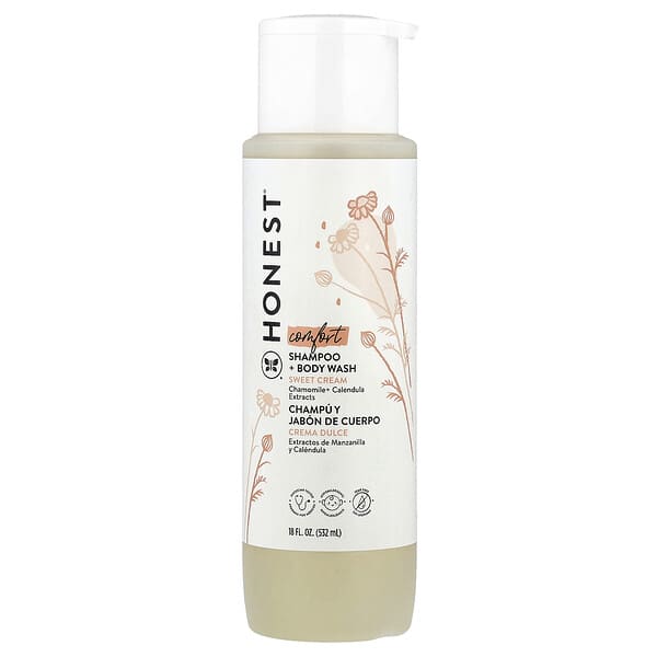 The Honest Company, 컴포트, 샴푸 + 바디 워시, 스위트 크림, 532ml(18fl oz)