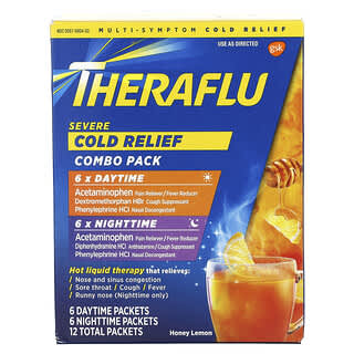 Theraflu, Severe Cold Relief Combo Pack, Honey Lemon , 12 Packets
