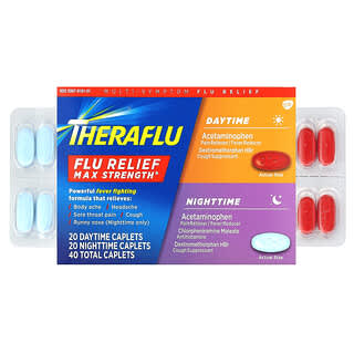 Theraflu, Flu Relief Max Strength, Grippelinderung, maximale Stärke, tagsüber und nachts, 40 Kapseln
