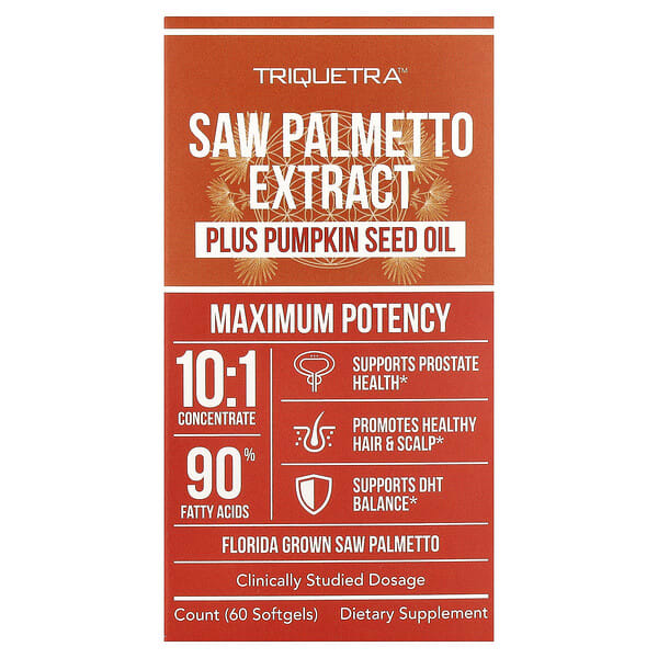 Triquetra Health, Saw Palmetto Extract Plus Pumpkin Seed Oil, 60 Softgels — product photo 1