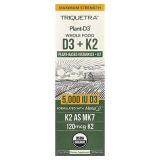 Triquetra Health, Vitamina D3+ y vitamina K2 de alimentos integrales Plant-D3®, Concentración máxima, 30 ml (1 oz. líq.)