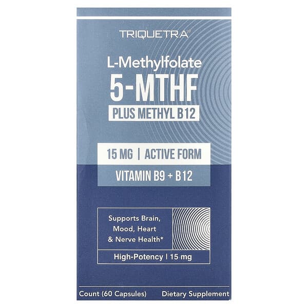 Triquetra Health, L-Methylfolate 5-MTHF Plus Methyl B12, 60 Capsules — product photo 1