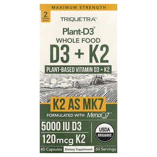 Triquetra Health, Растительная D3® Цельнопищевая добавка D3 + K2, 60 капсул