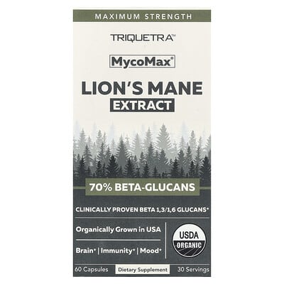 Triquetra Health, MycoMax®, Lion's Mane Extract, Maximum Strength, 60 Capsules (250 mg per Capsule)