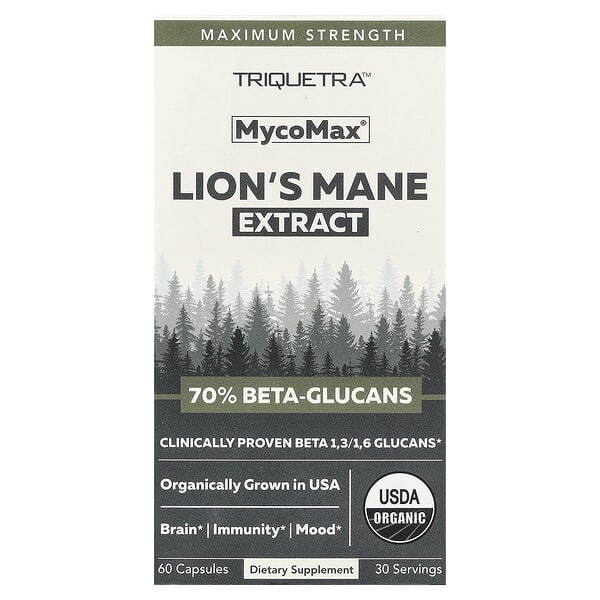 MycoMax®, Lion's Mane Extract, Maximum Strength, 60 Capsules (250 mg per Capsule)