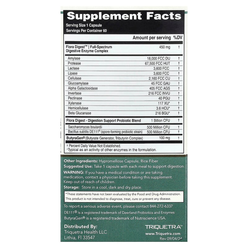 Flora Digest™ Digestive Enzymes, 60 Capsules