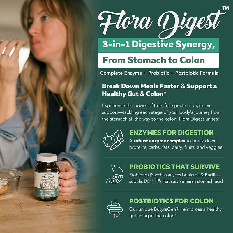 Flora Digest™ Digestive Enzymes, 60 Capsules