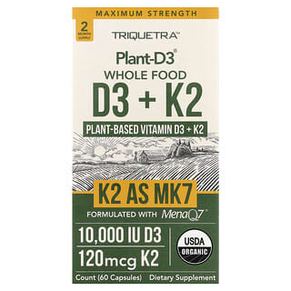 Triquetra Health, Plant-D3®, D3 y vitamina K2, alimentos integrales, 60 cápsulas