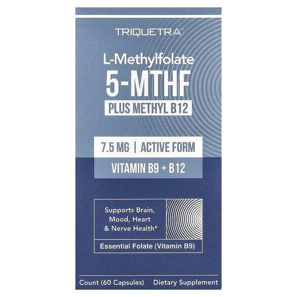 Triquetra Health, L-Methylfolate 5-MTHF plus Methyl B-12, 60 Capsules — product photo 1