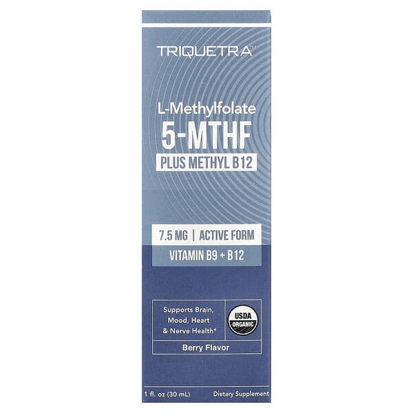 Triquetra Health, L-Methylfolate 5-MTHF Plus Methyl B-12, Berry, 1 fl oz (30 ml) — product photo 1