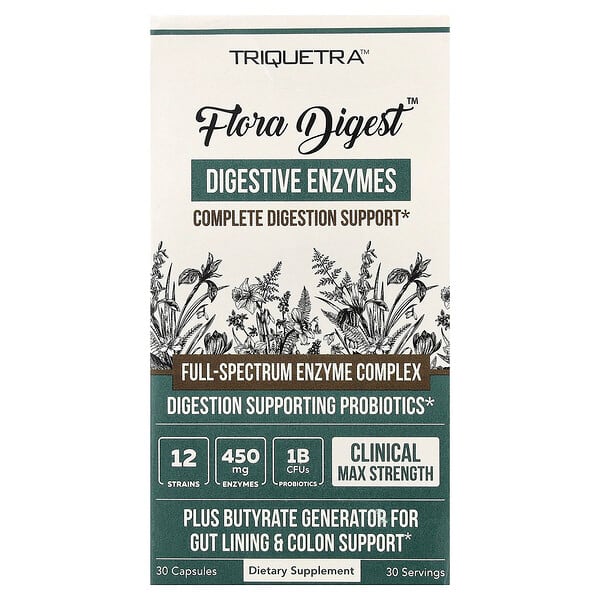 Triquetra, Flora Digest™ Digestive Enzymes, 30 Capsules