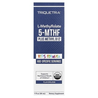Triquetra Health, L-метилфолат 5-MTHF с метилом B12, формула для детей, без вкуса, 30 мл (1 жидк. унция)