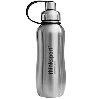 Think, Thinksport, Insulated Sports Bottle, Silver, 25 oz (750 ml)