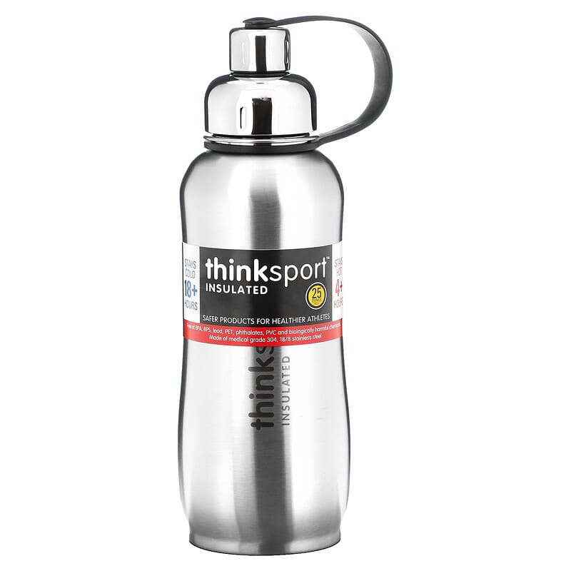 Thinksport Insulated Sports Bottle - 17oz (500ml) - Natural Silver