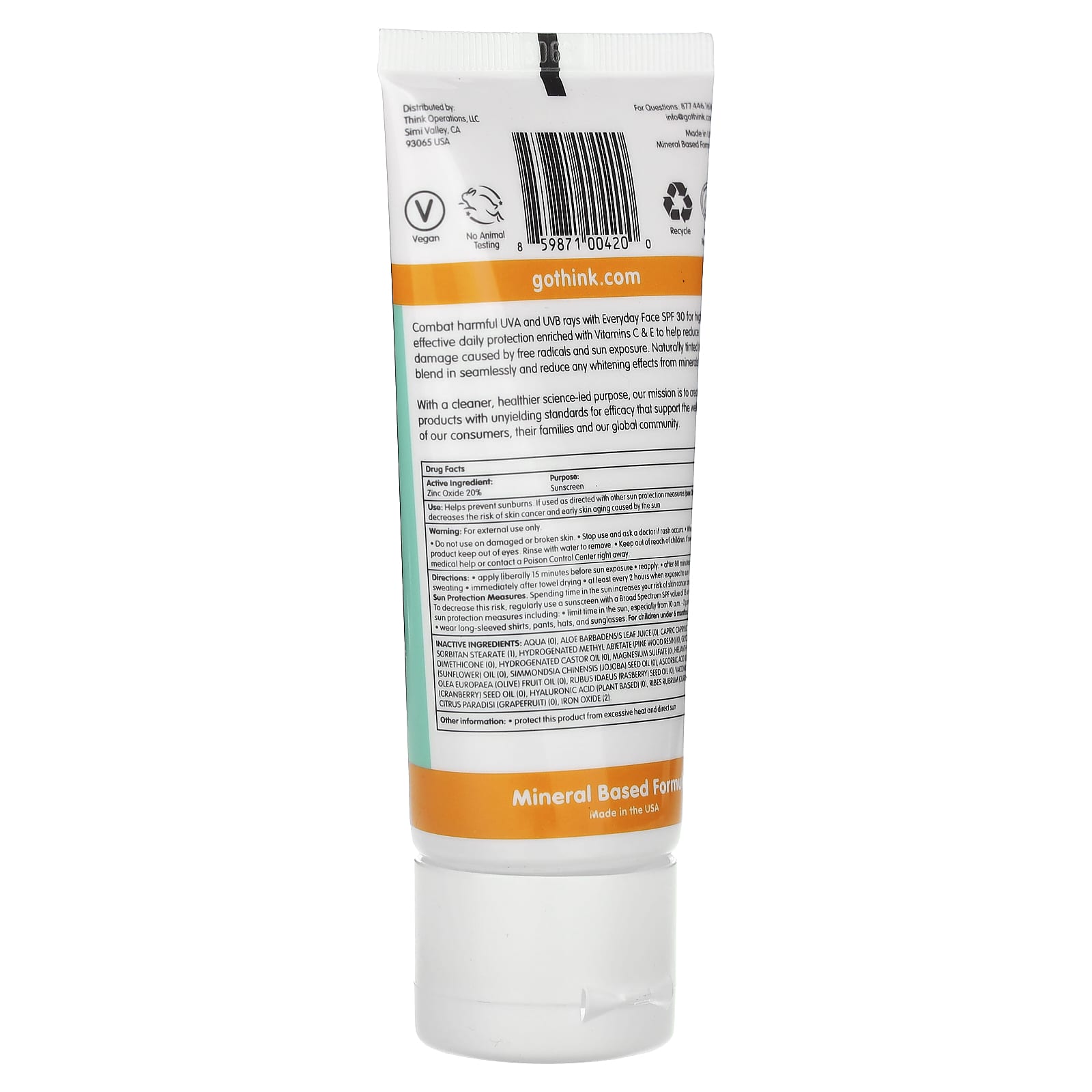 think, Everyday Face, SPF 30+, Naturally Tinted, 2 fl oz (59 ml) Image 3