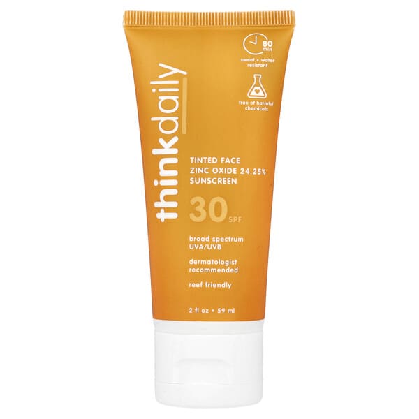think, Thinkdaily, Tinted Face Zinc Oxide Sunscreen, SPF 30, 2 fl oz (59 ml)