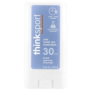 think, Sport®, Zinc Oxide 20% Sunscreen Stick, SPF 30, Fragrance Free, 0.64 oz (18.4 g)