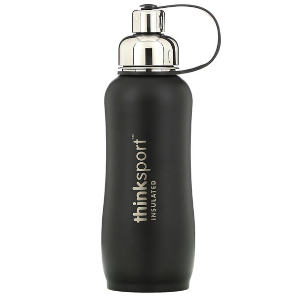 Think, Thinksport, Insulated Sports Bottle, Black, 25 oz (750 ml)