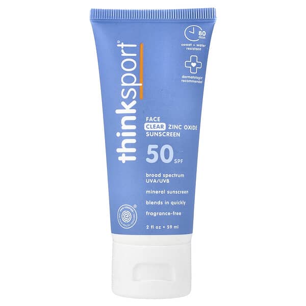 think, Thinksport®, 페이스 클리어 아연 23.4% 자외선 차단제, SPF 50, 59ml(2fl oz)