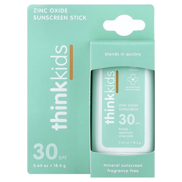 think, Thinkkids®, 산화아연 자외선 차단제 스틱, SPF 30, 무향, 18.4g(0.64oz)