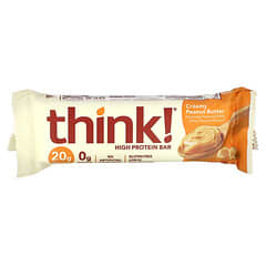 Think !, Батончики з високим вмістом білка, вершкове арахісове масло, 10 батончиків, 2,1 унції (60 г) кожен