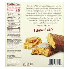Think !, Barras com alto teor de proteínas, Creamy Peanut Butter, 10 barras, 60 g (2,1 oz) cada