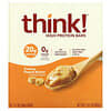 Think !, חטיפים עשירי חלבונים, חמאת בוטנים חלקה, 10 חטיפים, 60 גר' (2.1 oz) כל אחד