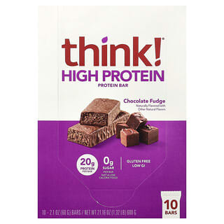 Think !, 하이 프로틴바, 초콜릿 퍼지, 10개입, 각 60g(2.1oz)