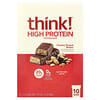Think !, Barritas con alto contenido de proteínas, Mantequilla de maní en trozos, 10 barritas, 60 g (2,1 oz) cada una