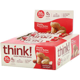 Think !, 하이 프로틴바, 청키 땅콩 버터, 10개입, 각 60g(2.1oz)