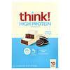 Think !, Barras altas en proteínas, galletas y crema, 2,1 oz (60 g) cada una