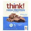 Think !, ハイプロテインバー、ブラウニークランチ、5本、各60 g（2.1 oz）