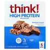 think! (띵크!), 하이 프로틴바, 브라우니 크런치, 바 5개, 각 60g(2.1oz)
