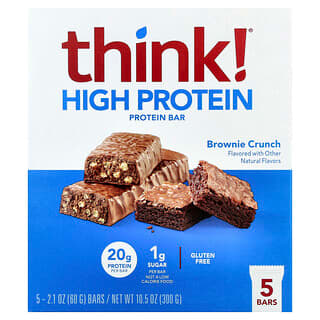 Think !, हाई प्रोटीन बार्स, ब्राउनी क्रंच, 5 बार्स, 60 g