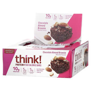Think !, Протеиновые и клетчатые батончики, шоколадно-миндальный брауни, 10 батончиков по 40 г (1,41 унции)