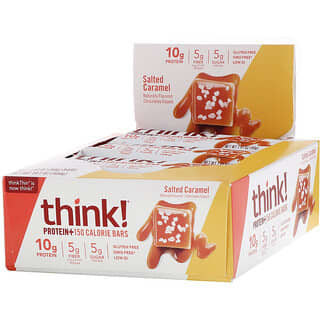 Think !, Батончики Protein + 150 Calorie, соленая карамель, 10 батончиков по 1,41 унции (40 г) каждый