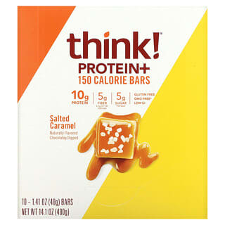 Think !, ألواح Protein+ 150 Calorie، كراميل مملح، 10 ألواح، 1.41 أونصة (40 جم) لكل لوح