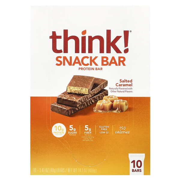 Snack Protein Bar, Salted Caramel, 10 Bars, 1.41 oz (40 g) Each