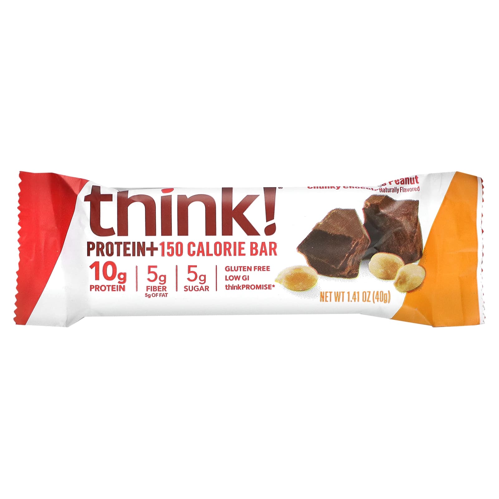 Think !, Protein+ 150 Calorie Bars, Chunky Chocolate Peanut, 10 Bars, 1 ...