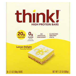 Think !, Lemon Delight 高蛋白棒，10 棒，每棒 2.1 盎司（60 克）