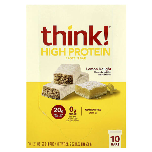 High Protein Bars, Lemon Delight, 10 Bars, 2.1 oz (60 g) Each