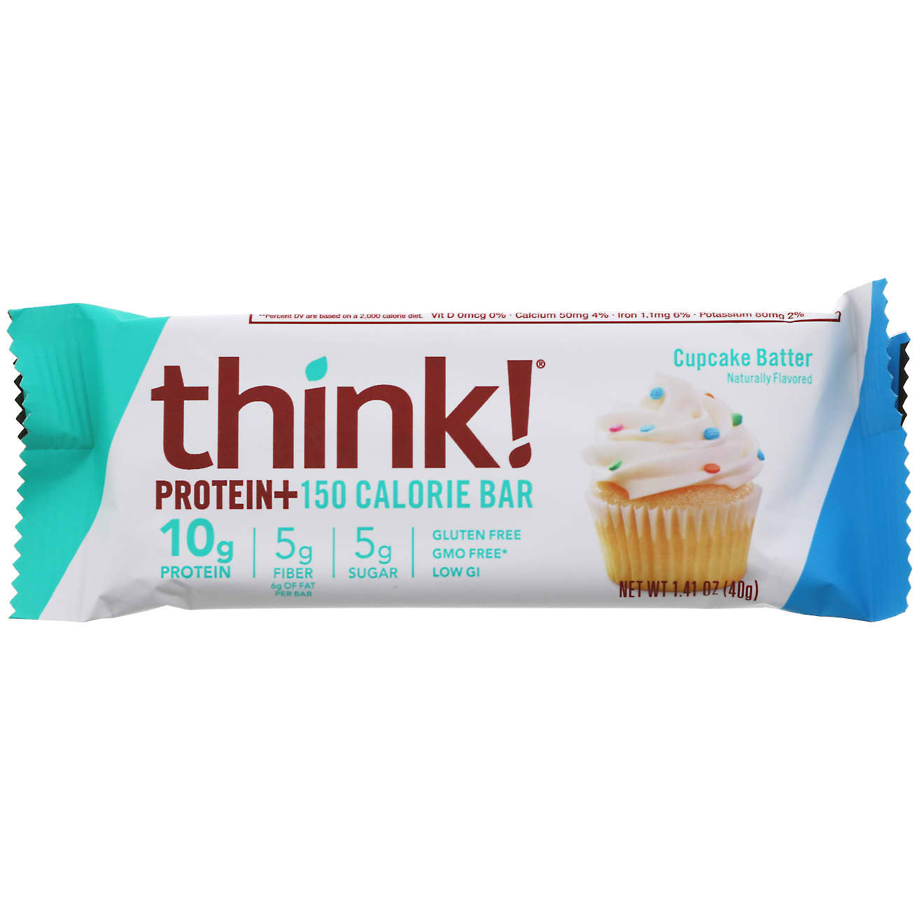 Think !, Protein+ 150 Calorie Bars, Cupcake Batter, 10 Bars, 1.41 oz (40 g) Each
