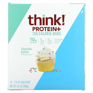 Think !, بروتين+ ألواح تحتوي على 150 سعرة حرارية، زبدة الكاب كيك، 10 ألواح، 1.41 أونصة (40 جم) لكل منها