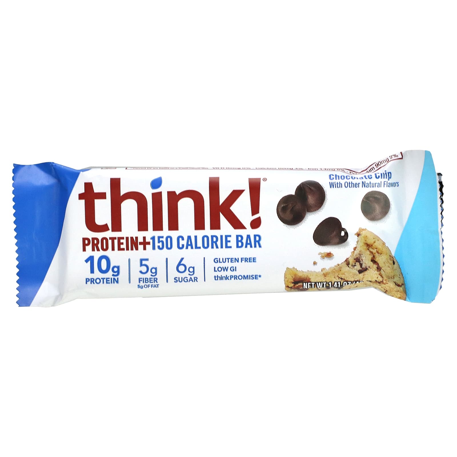 Think !, Protein+ 150 Calorie Bars, Chocolate Chip, 10 Bars, 1.41 oz