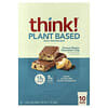 Think !, Barritas de origen vegetal con alto contenido de proteínas, Mantequilla de maní y chips de chocolate, 10 barritas, 50 g (1,76 oz) cada una