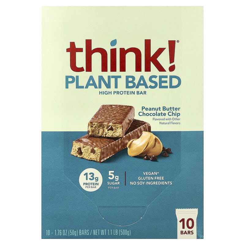 植物性ハイプロテインバー、ピーナッツバター チョコレートチップ、10