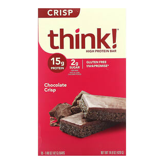 Think !, Батончик с высоким содержанием протеина, хрустящий шоколадный батончик, 10 батончиков, 42 г (1,48 унции)